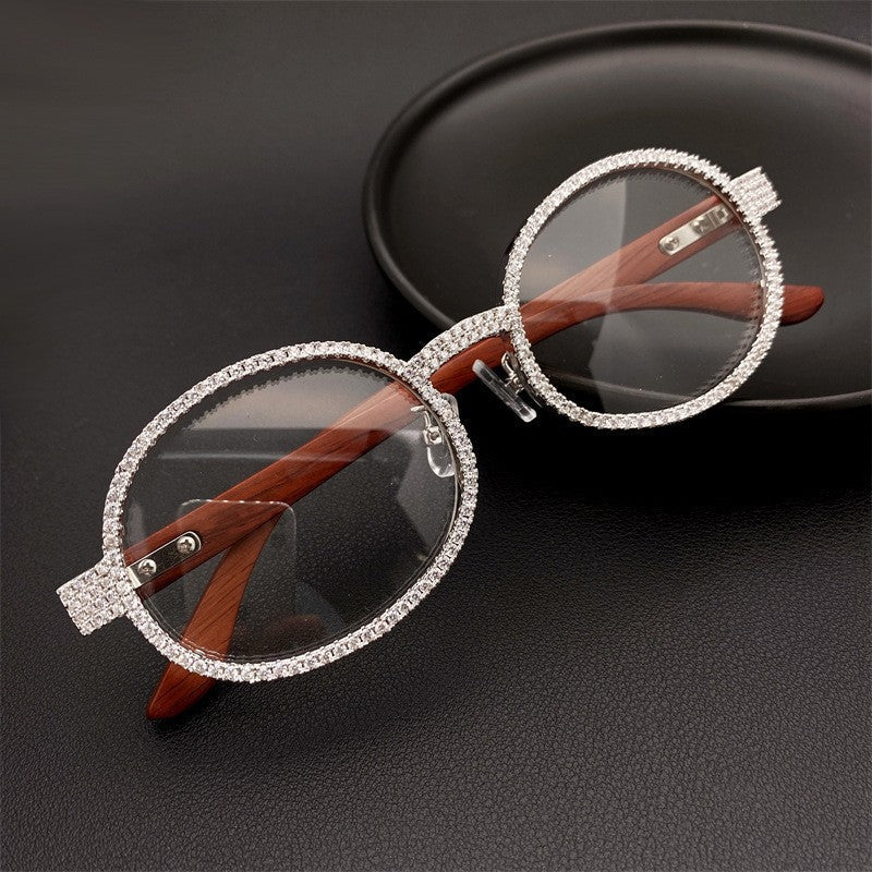 Moissanite Fashion Trend Wooden Temple Glasses
