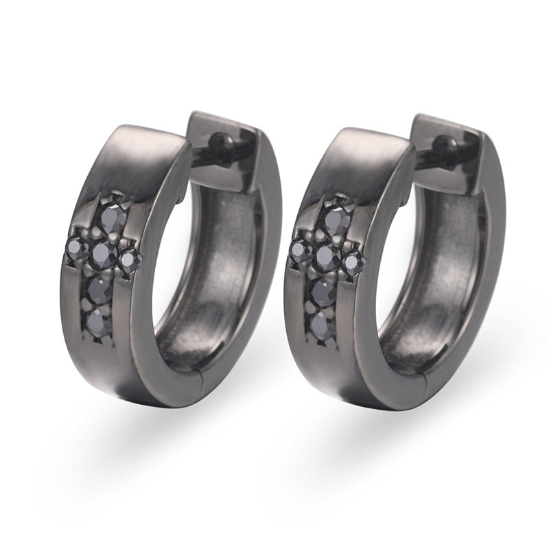 S925 Moissanite Hip Hop Black Cross Earrings