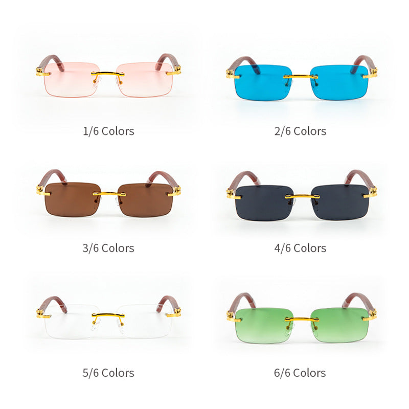 Fashion Frameless Wooden Temple Sunglasses