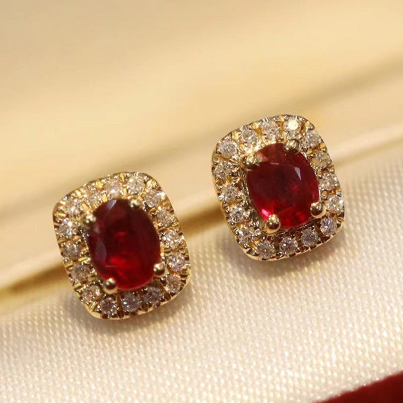 Moissanite Vintage Red Gemstone Earrings