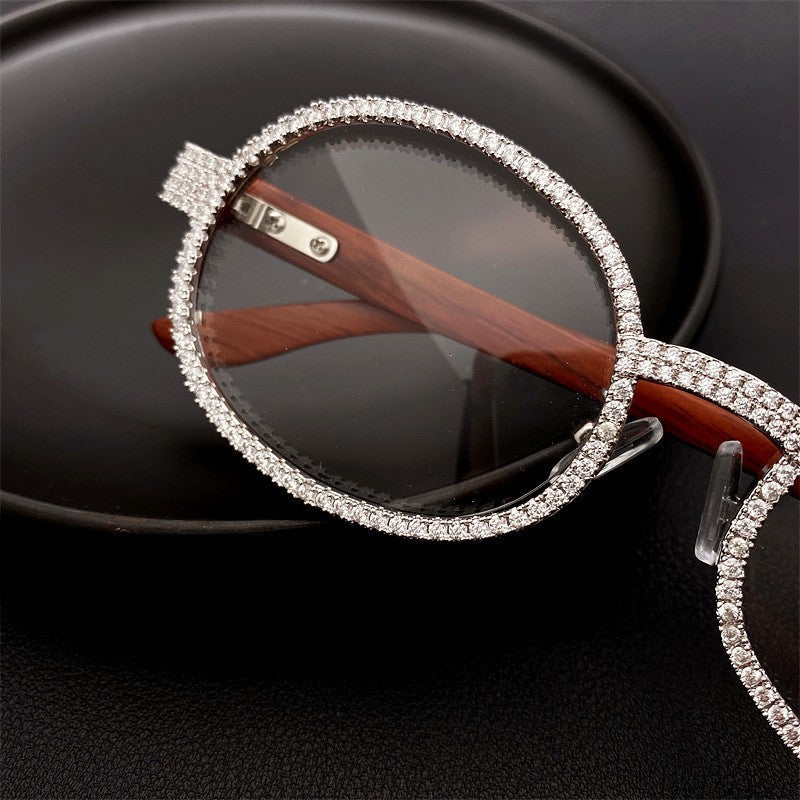 Moissanite Fashion Trend Wooden Temple Glasses