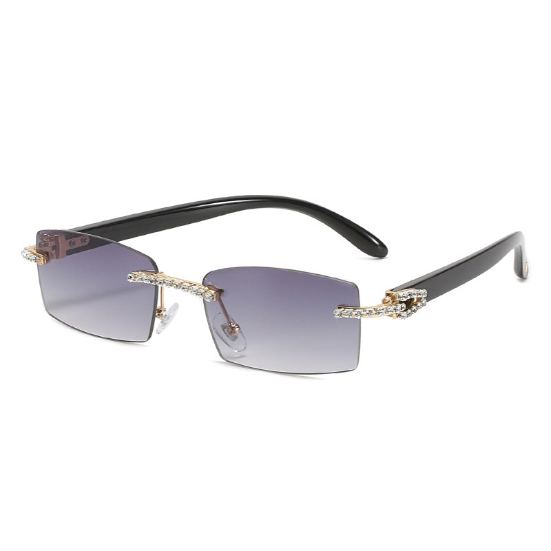 Gradual Grey Rectangle Rimless Sunglasses