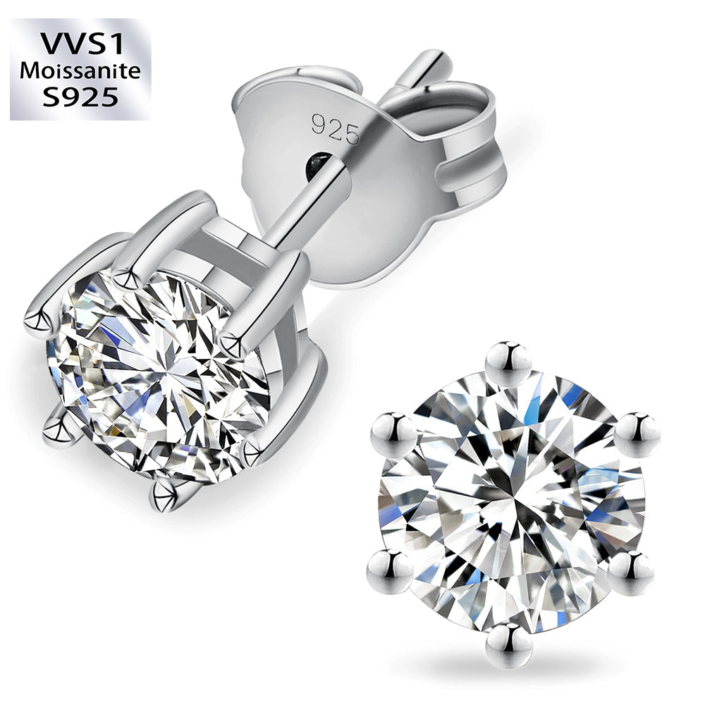 0.6/0.8/1.0 Carats *2 Round Excellent VVS1 Moissanite Earrings