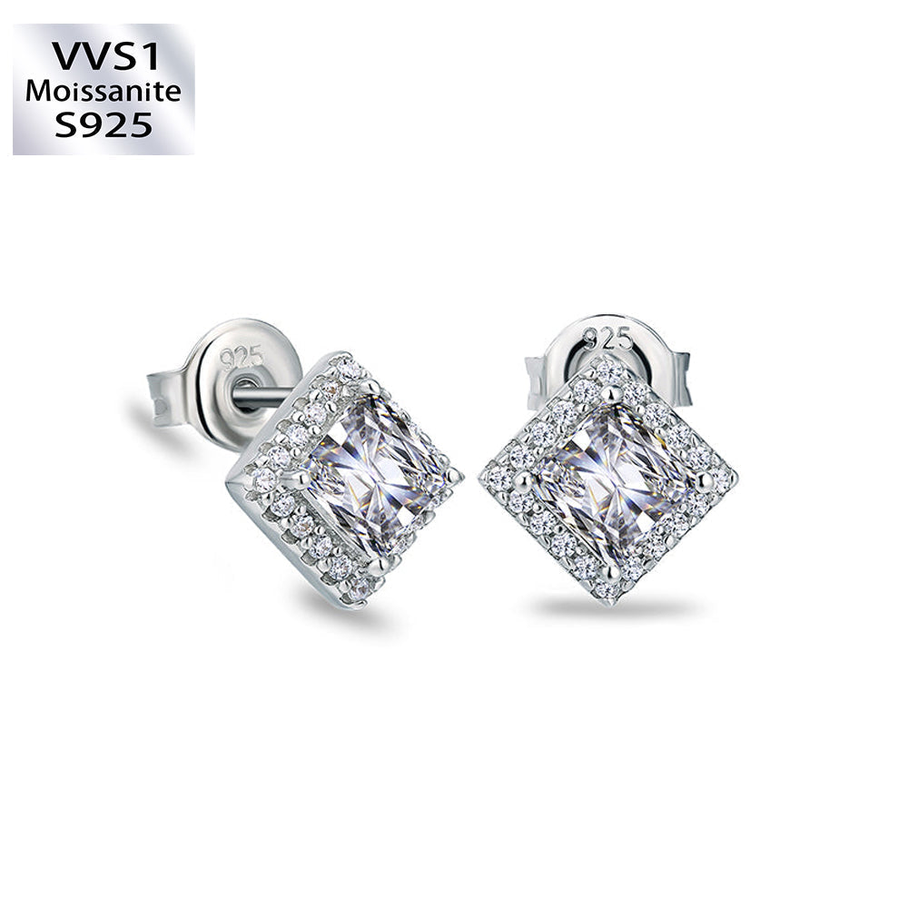 S925 & VVS1 Moissanite Stud Earrings（0.5 Carats *2 ）