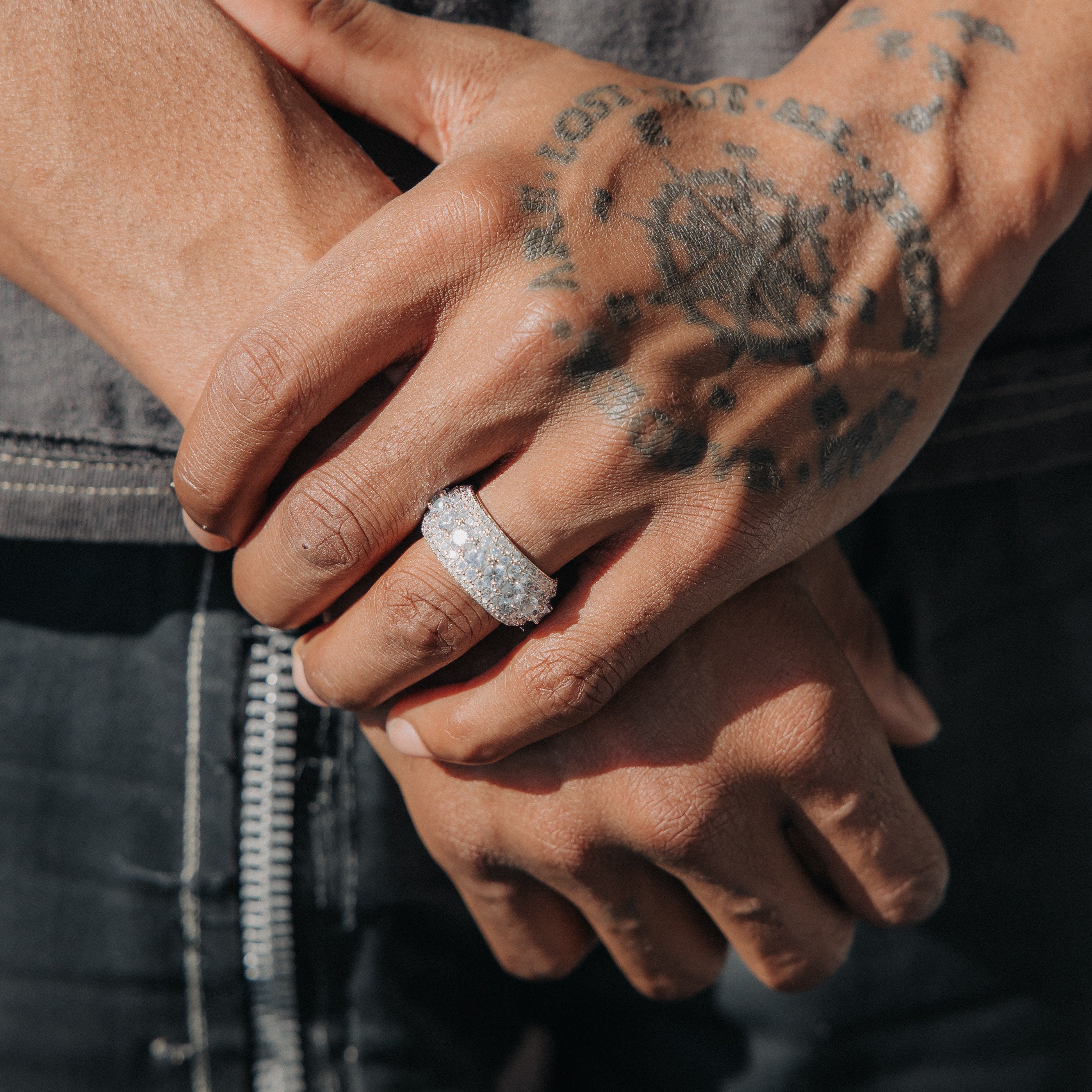 Moissanite Layered Diamond Ring White Gold