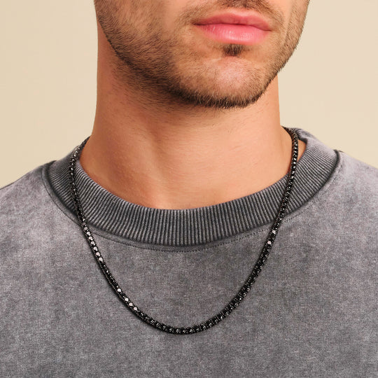 4mm/5mm  Black Moissanite Stones Tennis Chain in Black Gold