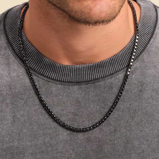 4mm/5mm  Black Moissanite Stones Tennis Chain in Black Gold