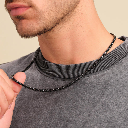 4mm/5mm  Black Moissanite Stones Tennis Chain in Black Gold