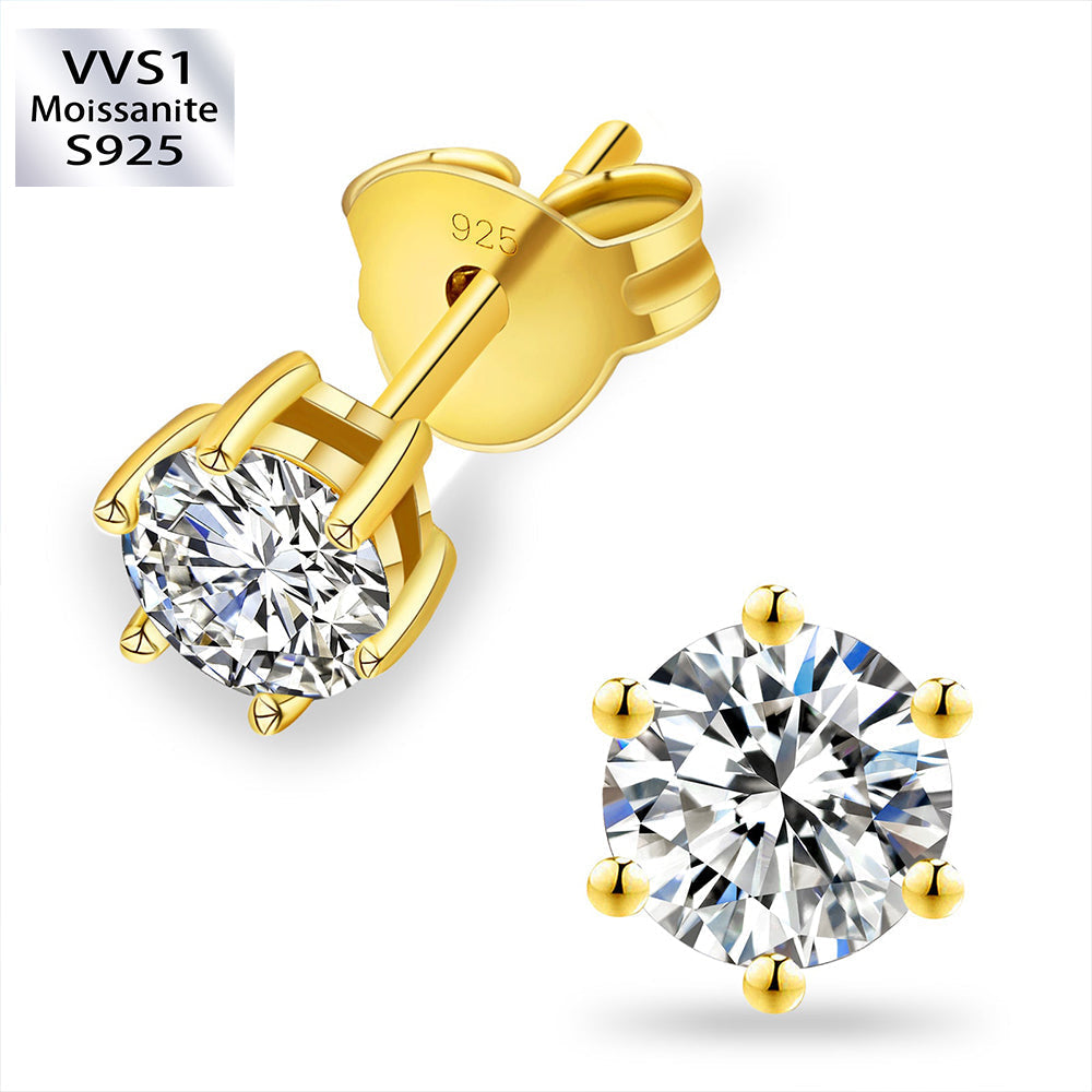 0.6/0.8/1.0 Carats *2 Round Excellent VVS1 Moissanite Earrings