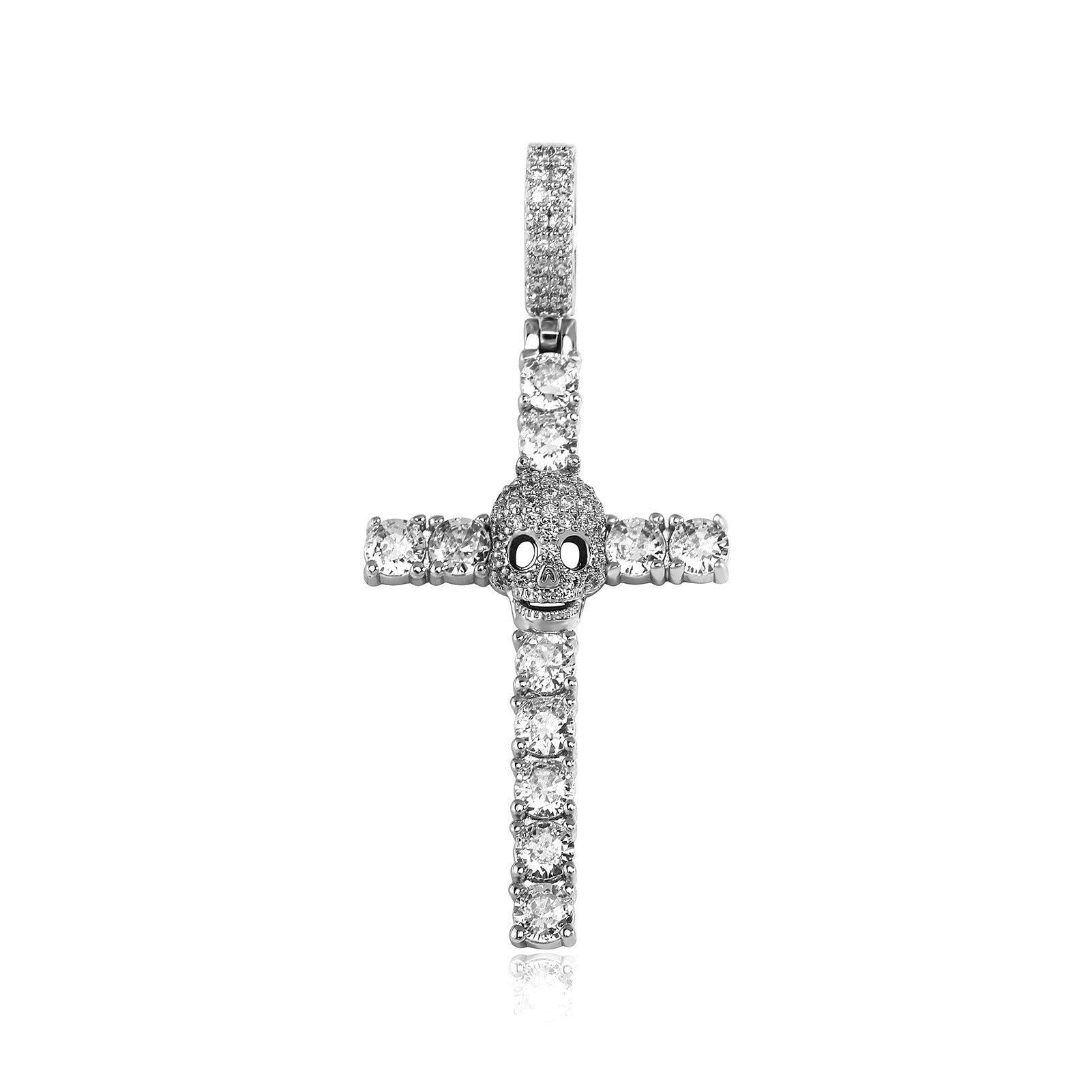 Diamond Skull Cross Moissanite Pendant