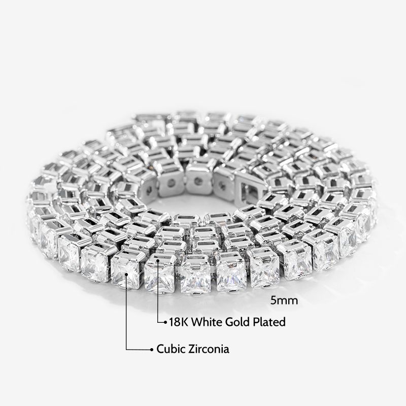 5mm Women Tennis Chain Set in White Gold