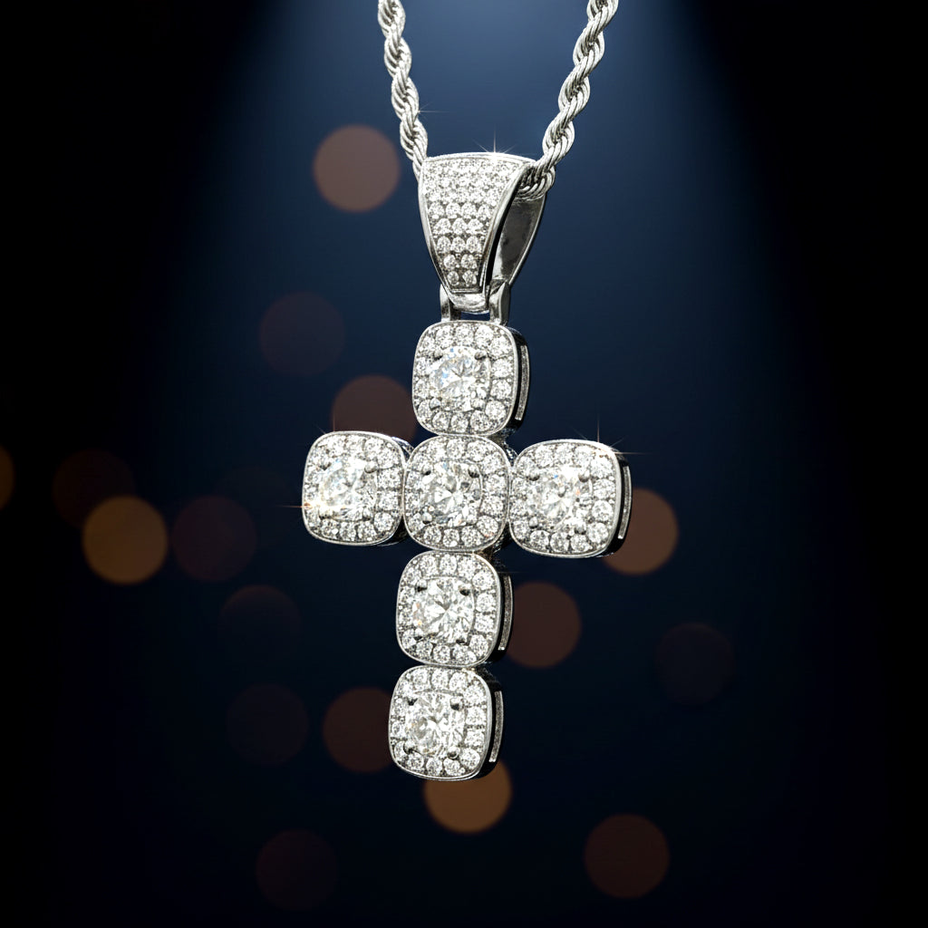 Unique Cross-Shaped Pendant with Sparkling Stones【A07】