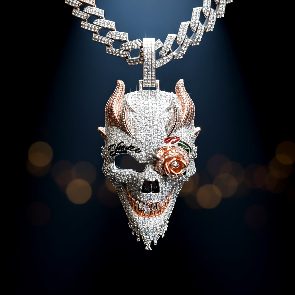 Devil's Drip Iced-Out Skull Pendant【A08】