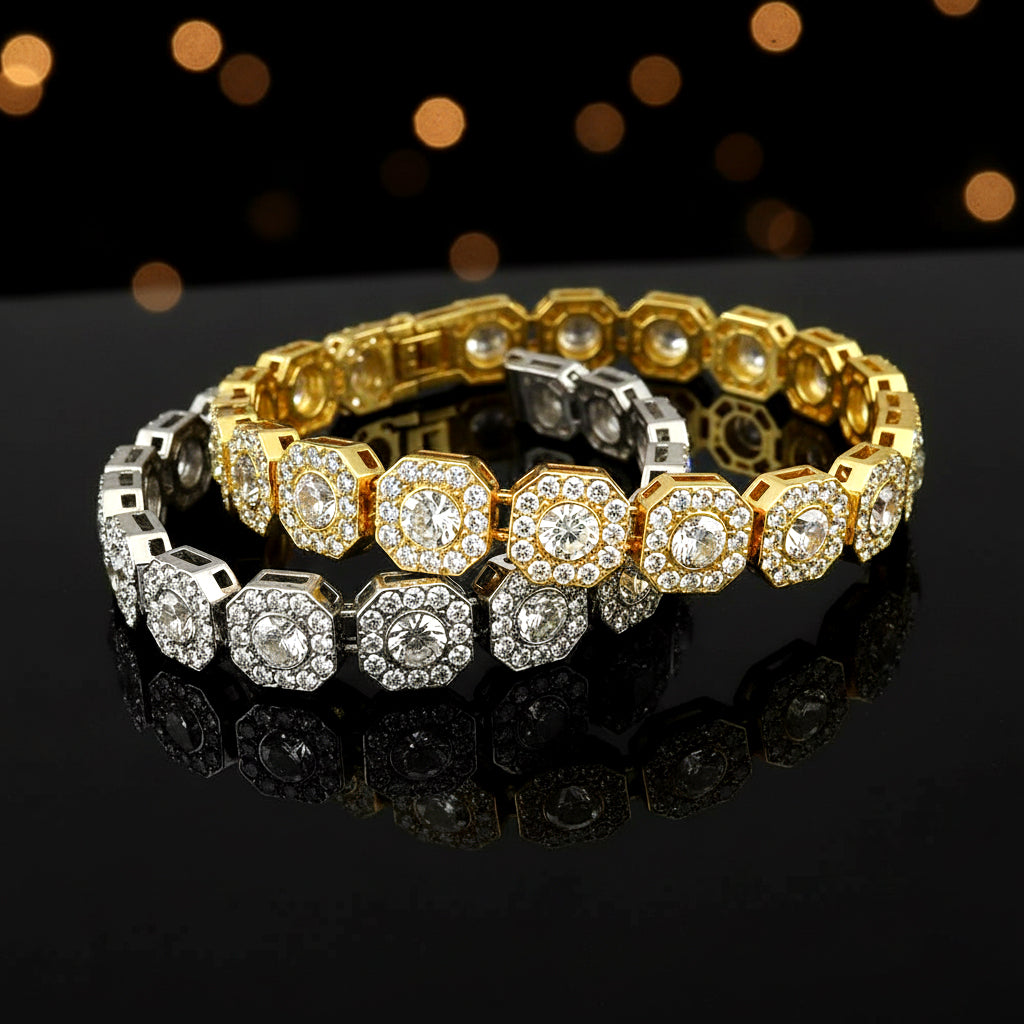 15MM Sparkling  Octagon Cluster Tennis Bracelet【A17】HJA