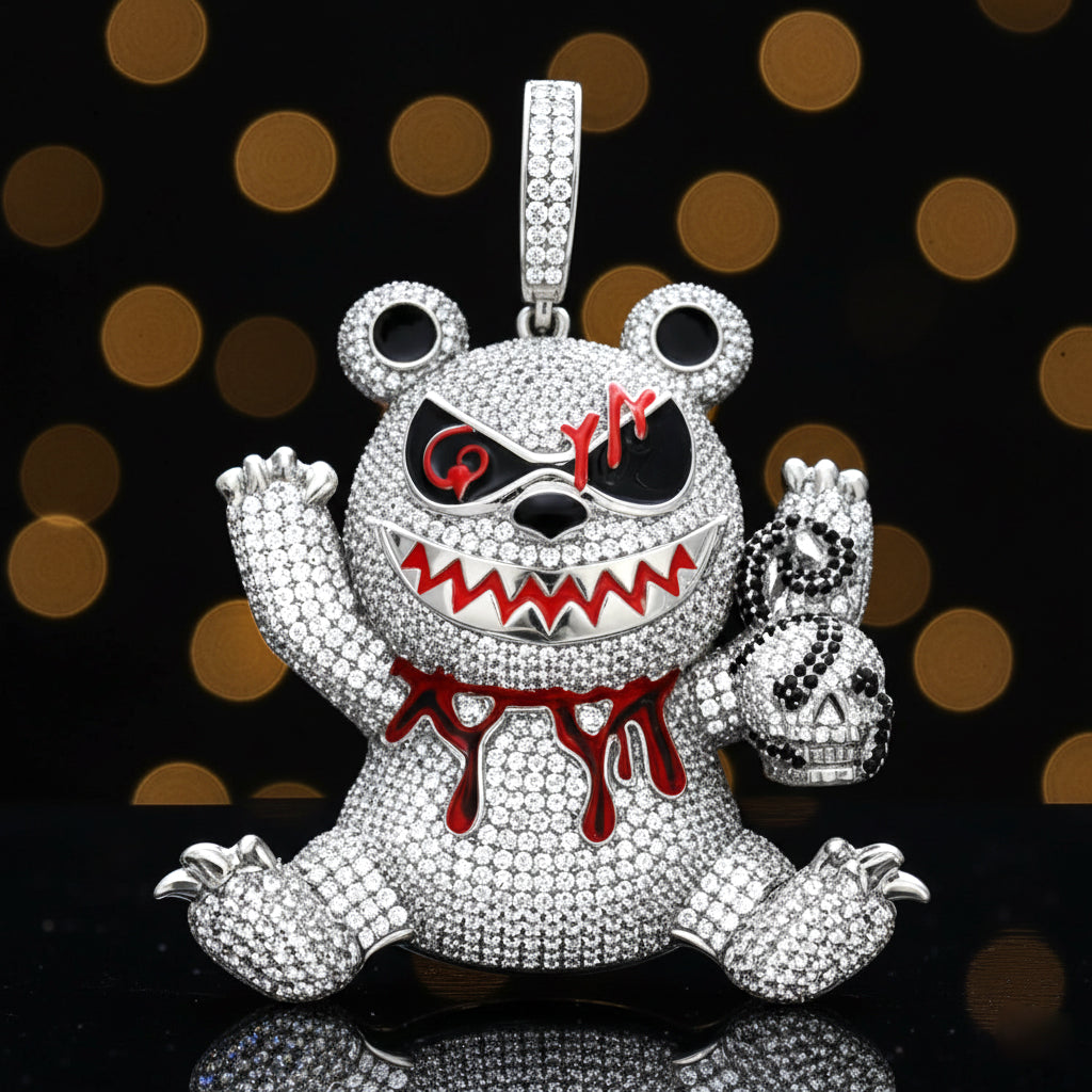 Evil Teddy Bear Iced-Out Pendant【A24】