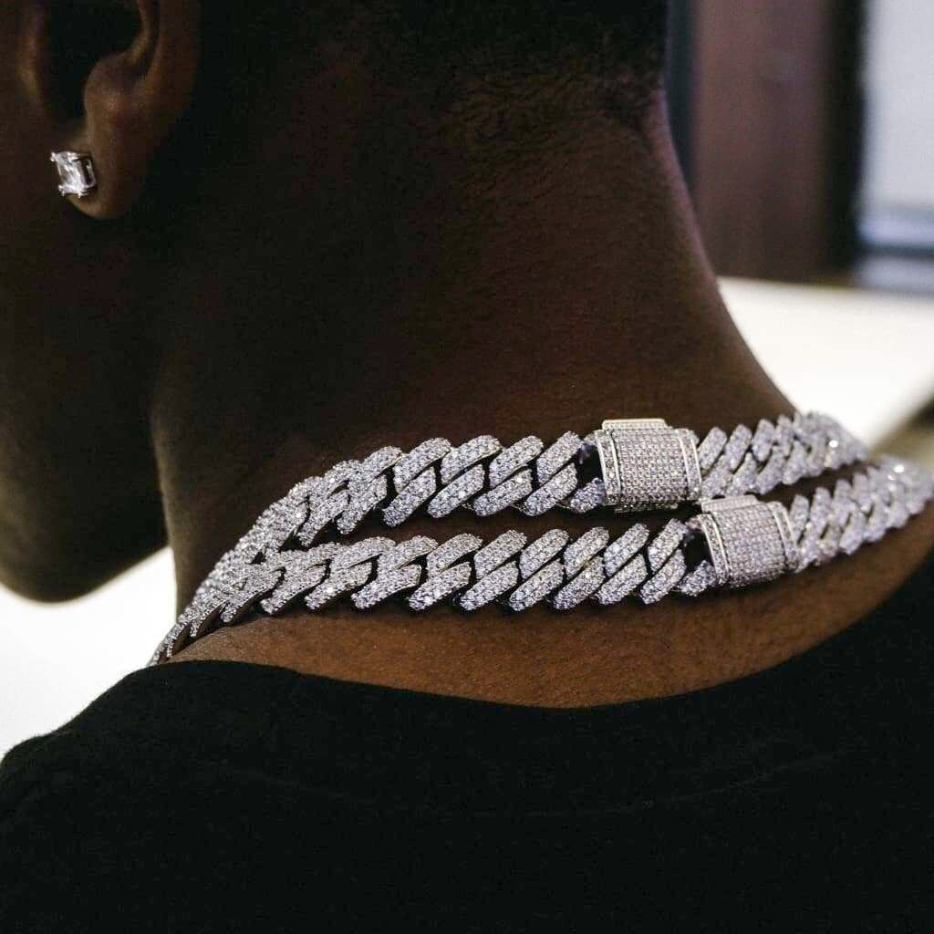 12mm Miami Cuban Link Chain -White Gold