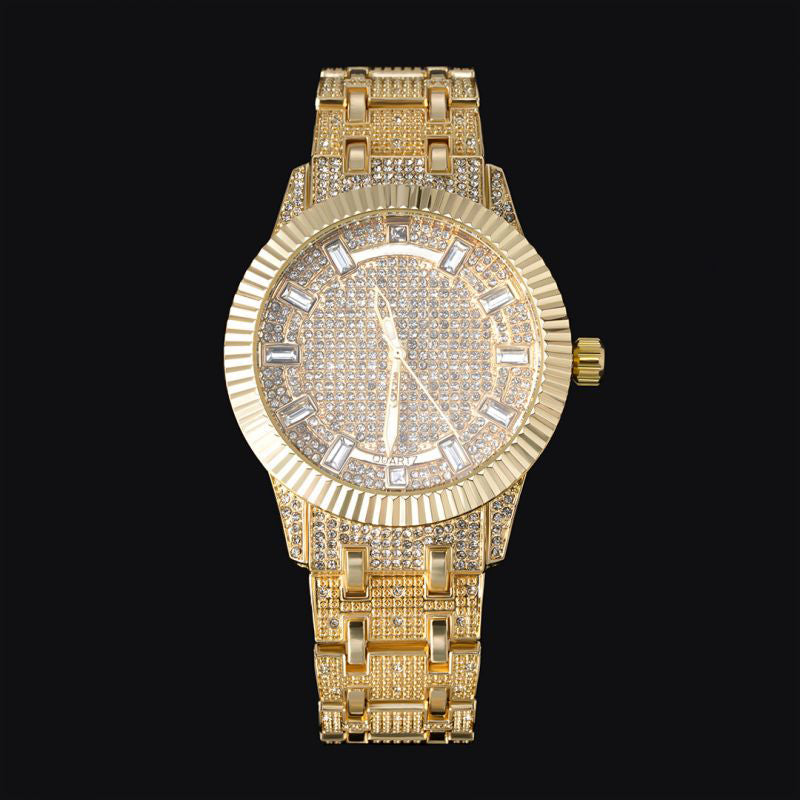 Iced Baguette Cut Watch - 43mm Gold Dial