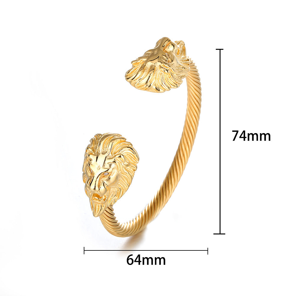 Lion Head Men's Bracelet In14k Gold