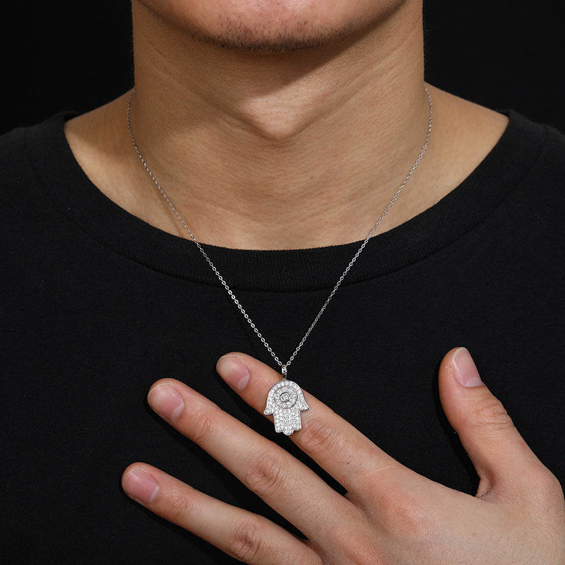 S925 Moissanite Hand of Fatima Pendant