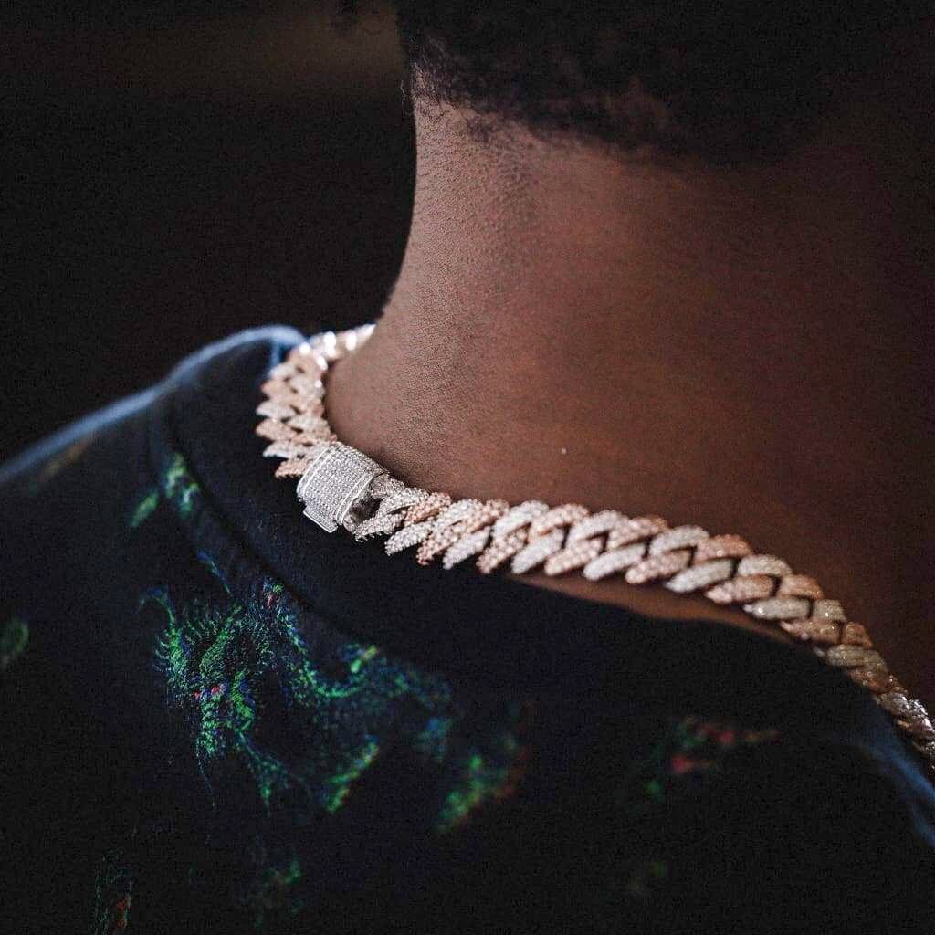 12mm Miami Moissanite Diamond Two Tone Cuban Chain