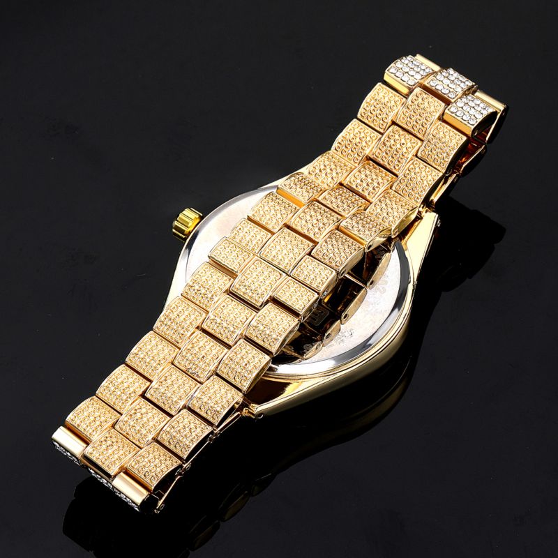 Iced Round Bezel Hip Hop Watch - 43mm Gold