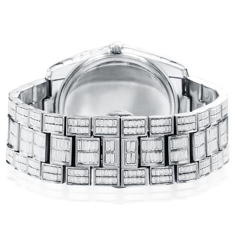 Iced Arabic Numerals Watch with Date - 42.2mm White Gold