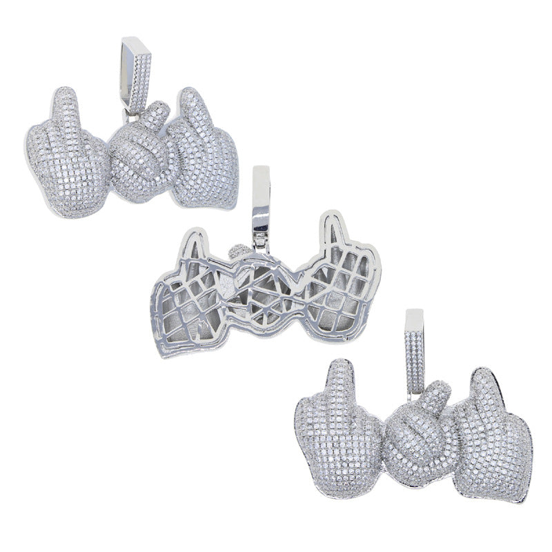 Ice Palm Gesture Moissanite Pendant