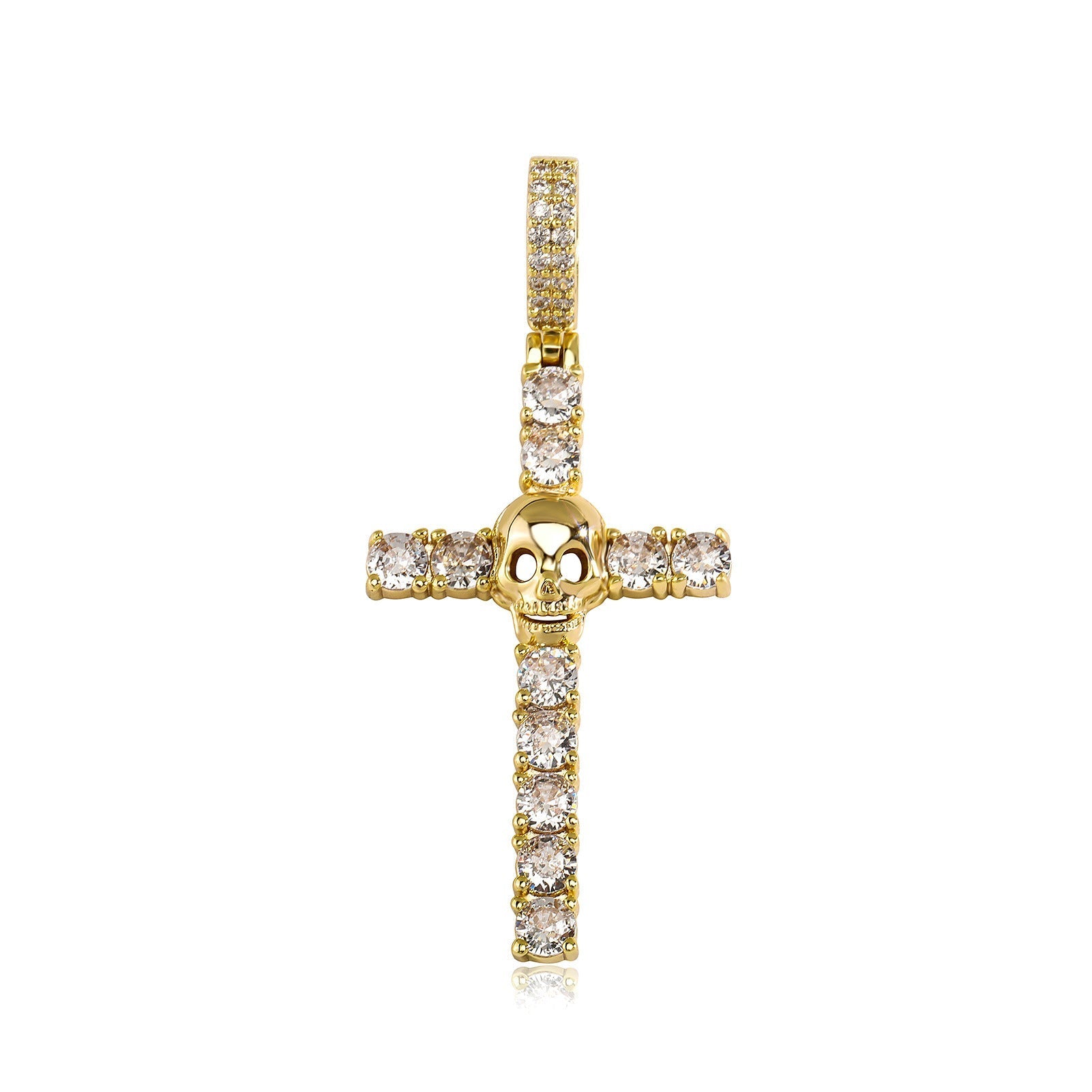 Diamond Skull Cross Moissanite Pendant