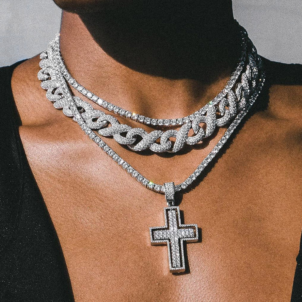 15mm Ice Out Infinity "∞"  Moissanite Diamond Chain