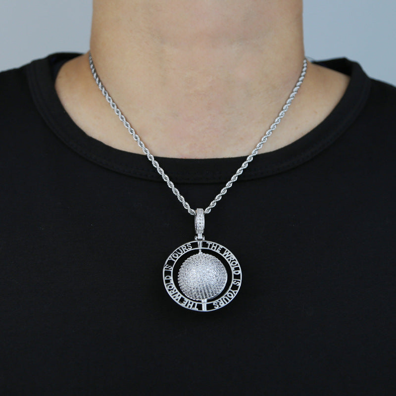 Hip Hop | "Globe Rotatable" Iced Pendant