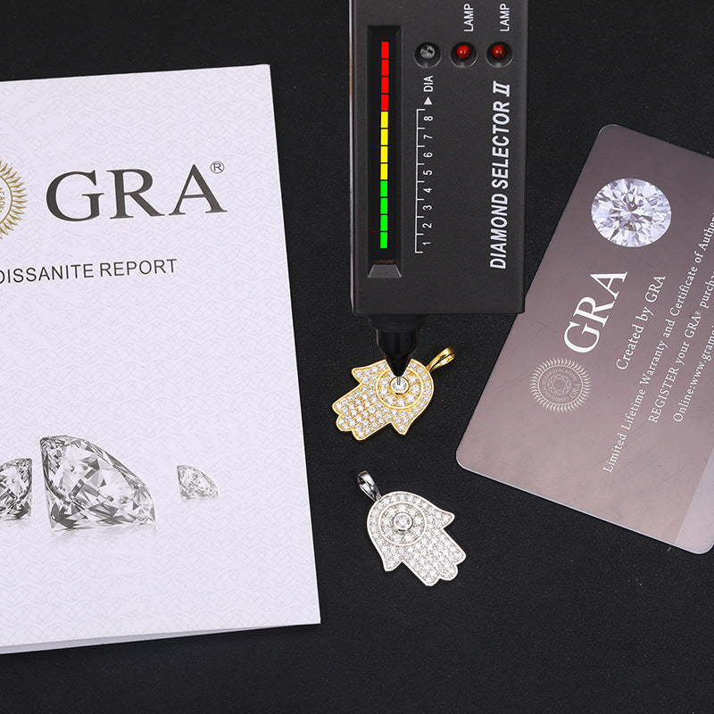 S925 Moissanite Hand of Fatima Pendant