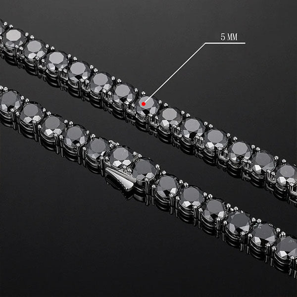 4mm Black Tennis Chain - 925 Silver Plated
