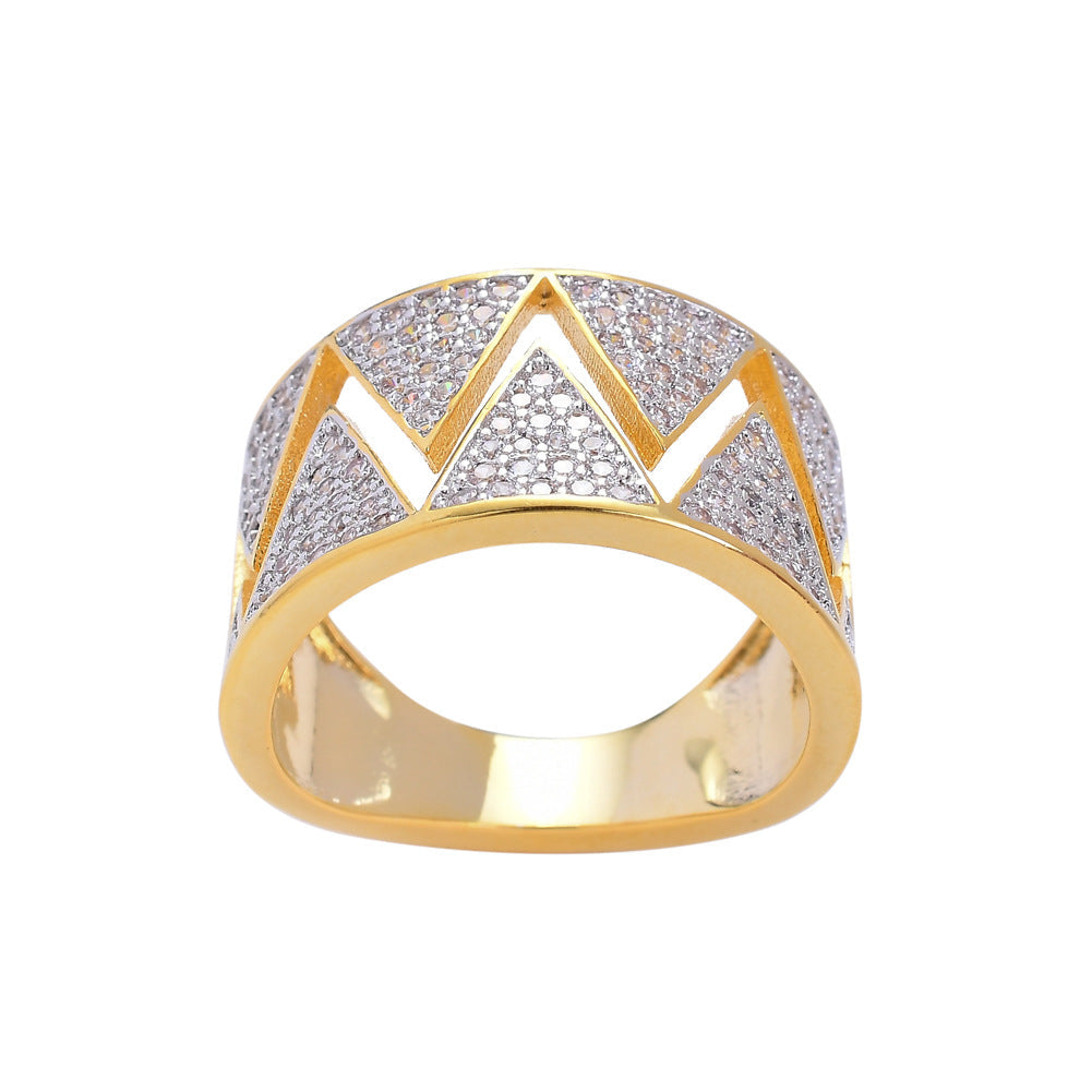 Moissanite Triangle W Geometric Ring