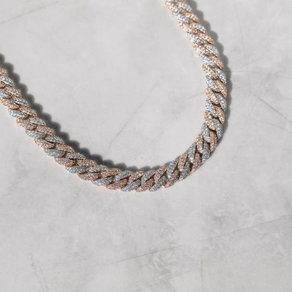 9mm Moissanite Diamond  Two Tone Cuban Chain