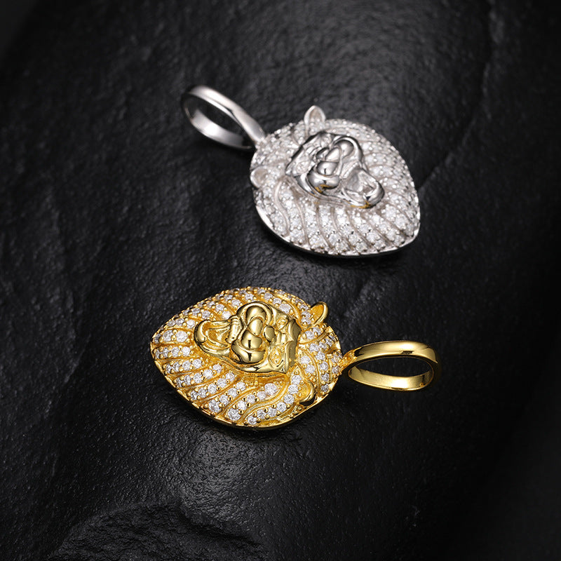 S925 Moissanite Lion Head Pendant Necklace