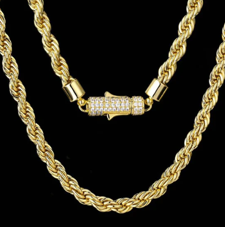 5mm Moissanite Rope Chain with  Clasp