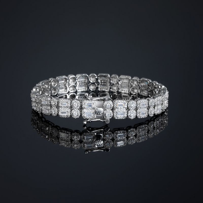 Iced Baguette Double Row Moissanite Tennis Bracelet