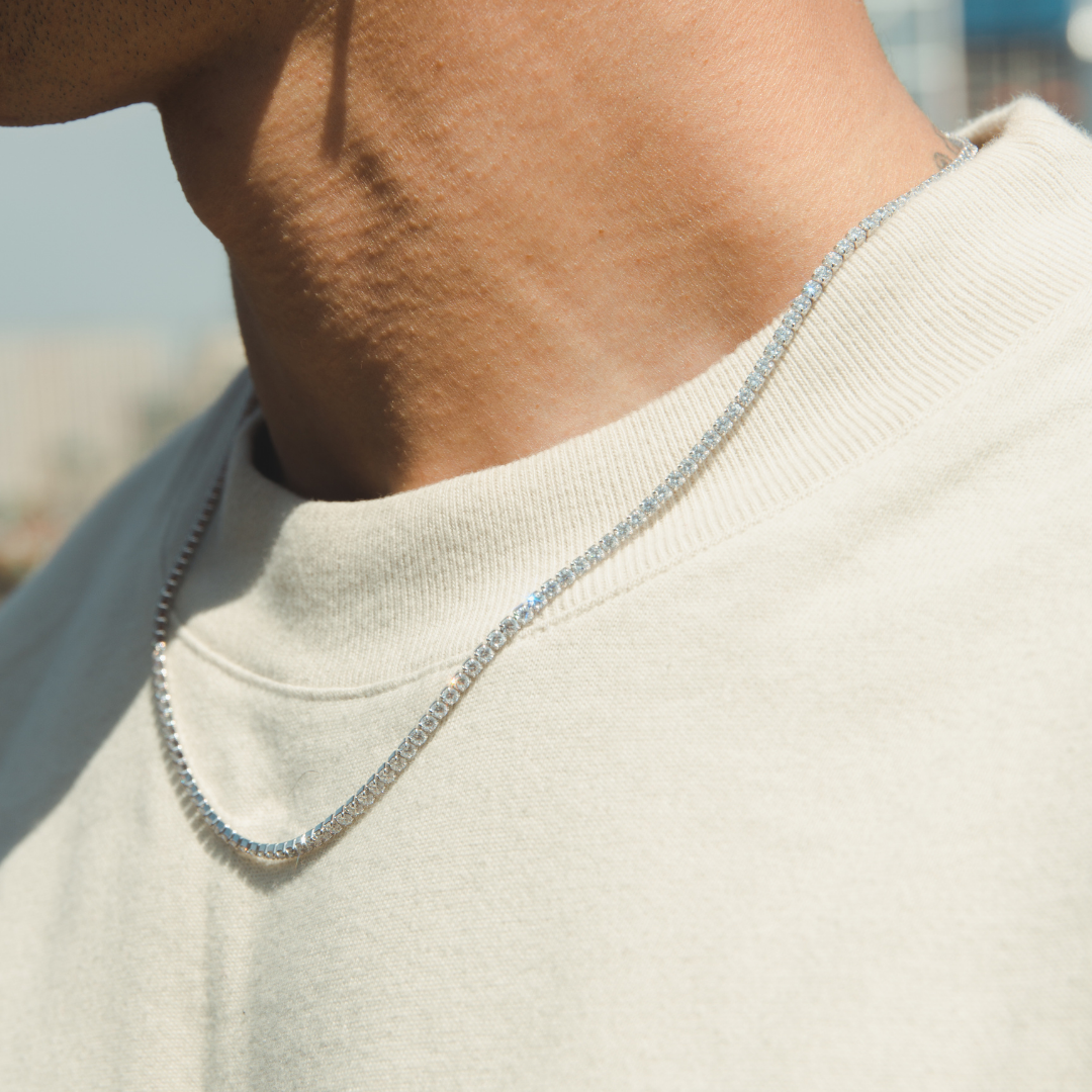 3mm Ice Moissanite Diamond Micro Tennis Chain
