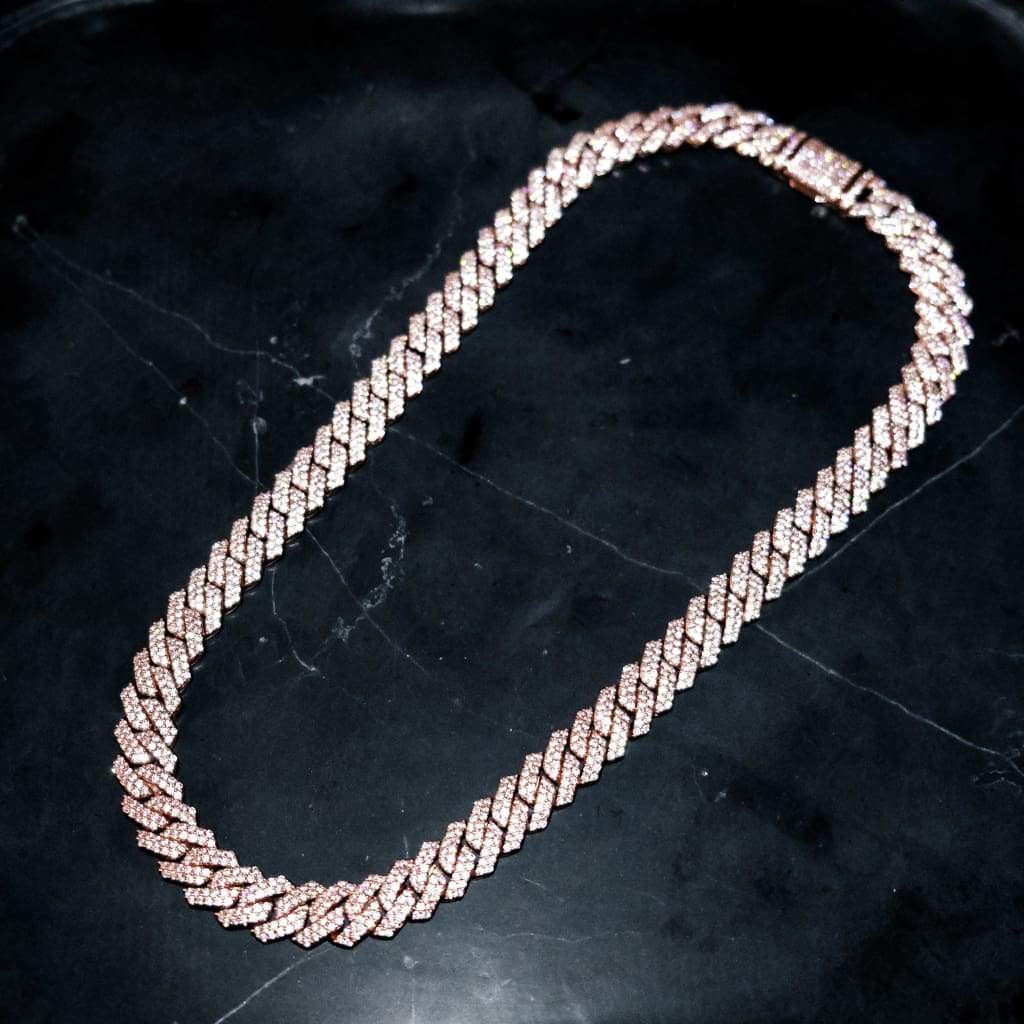12mm Miami Cuban Chain - Rose Gold Plated, 5A CZ