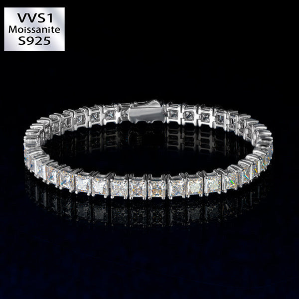 4mm Moissanite Princess Cut Tennis Bracelet