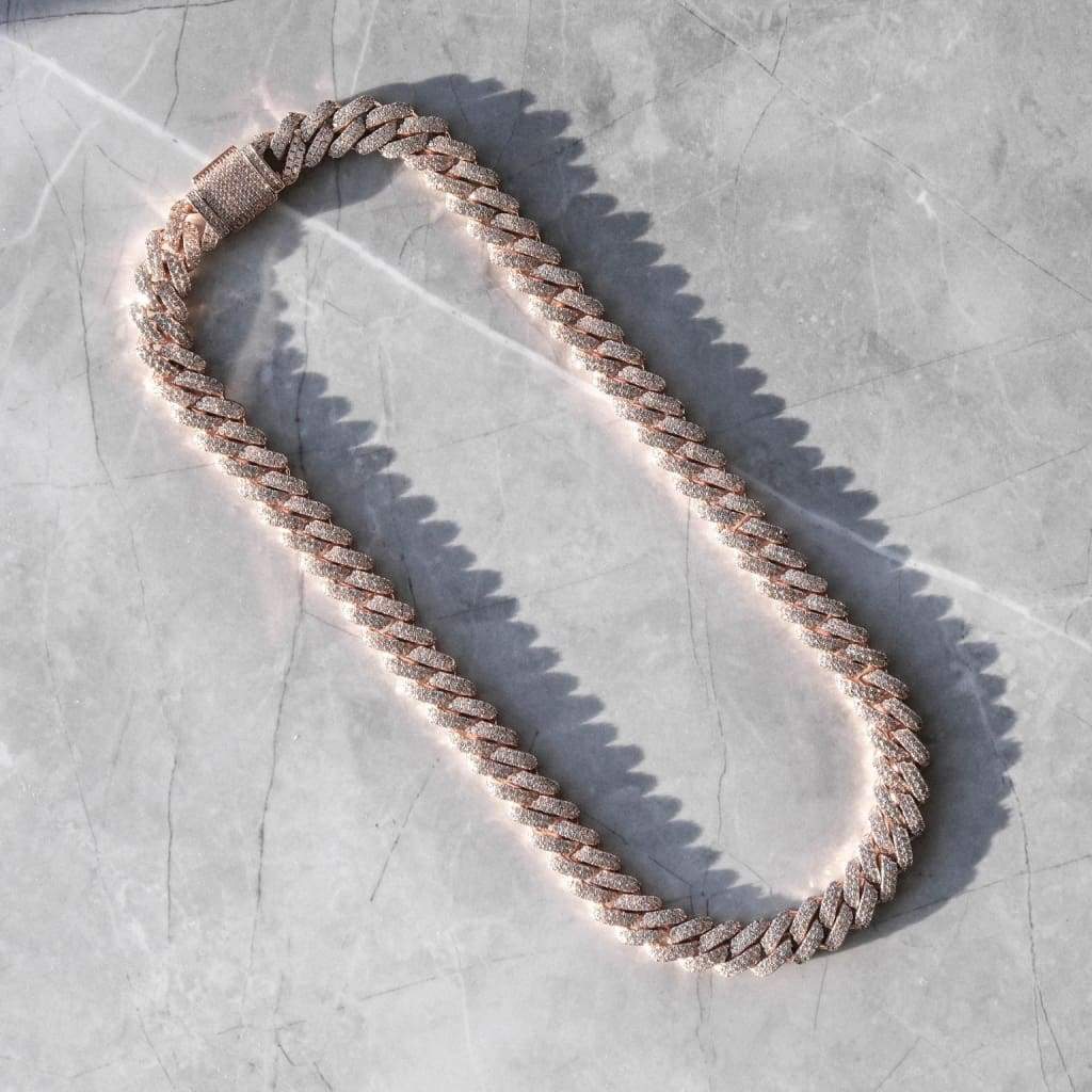 12mm Miami Cuban Chain - Rose Gold Plated, 5A CZ