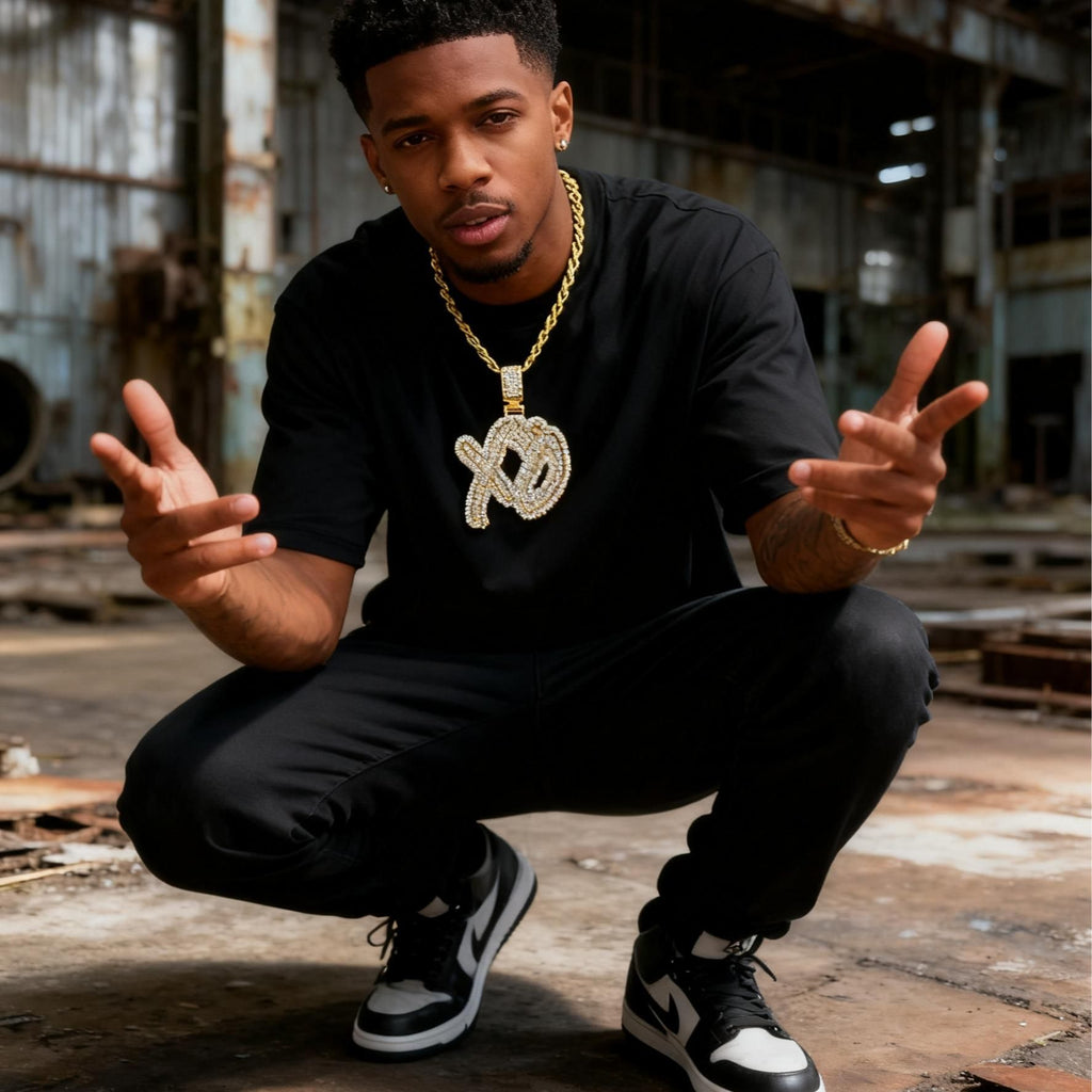 Hip - Hop Iced-Out "XO" Pendant Set【A57】