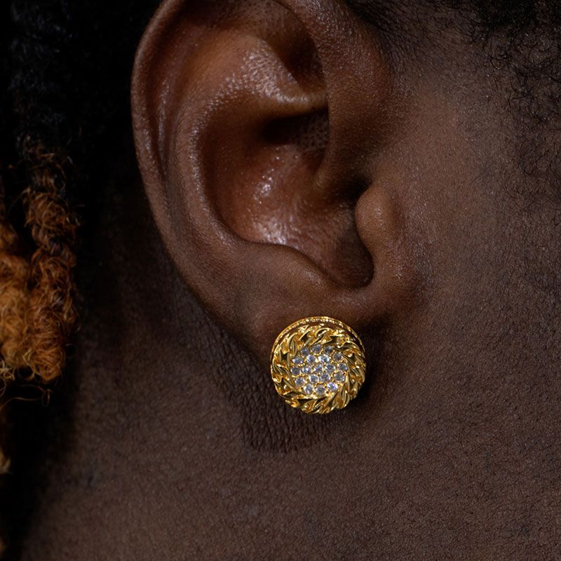 Moissanite Iced Lightning Round Stud Earrings