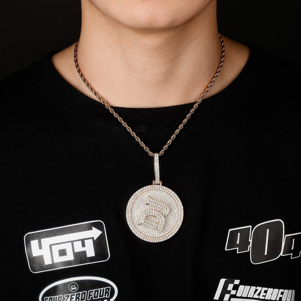 Round Rotating Diamond Custom Alphabet Pendant