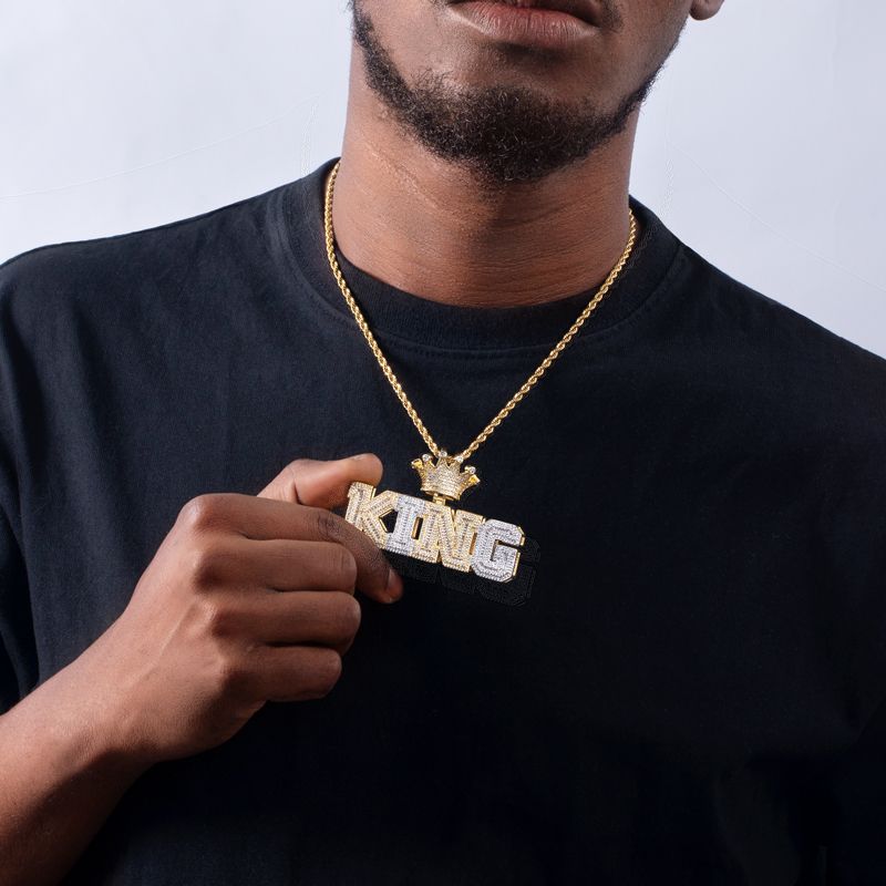Iced Baguette Cut KING Crown Pendant