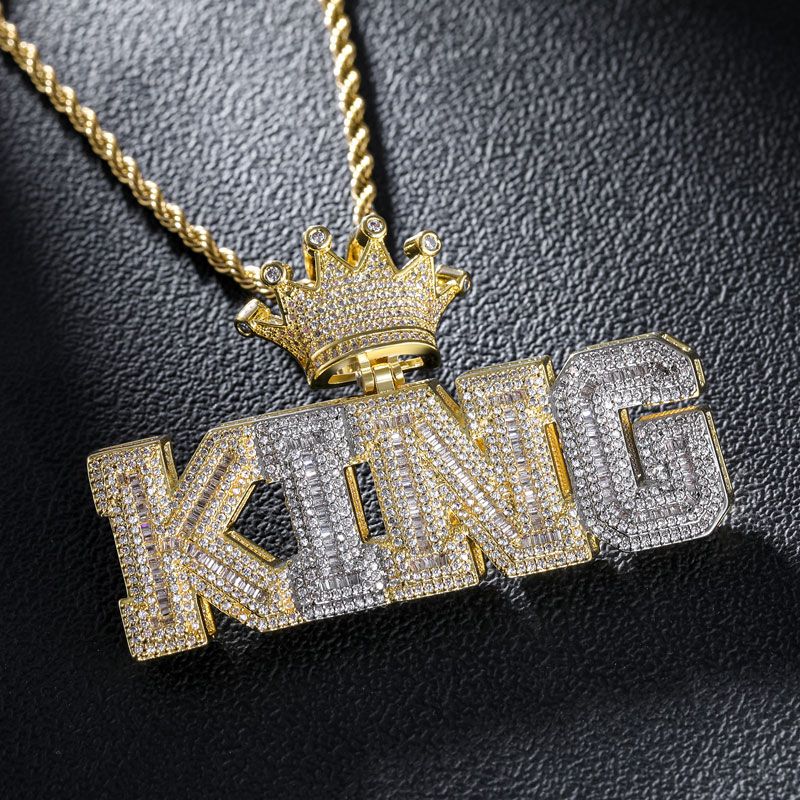 Iced Baguette Cut KING Crown Pendant