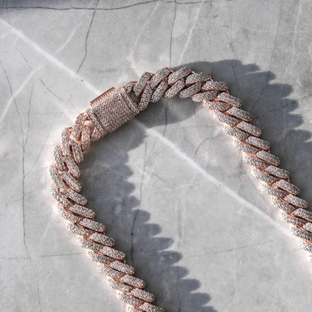 12mm Miami Cuban Chain - Rose Gold Plated, 5A CZ