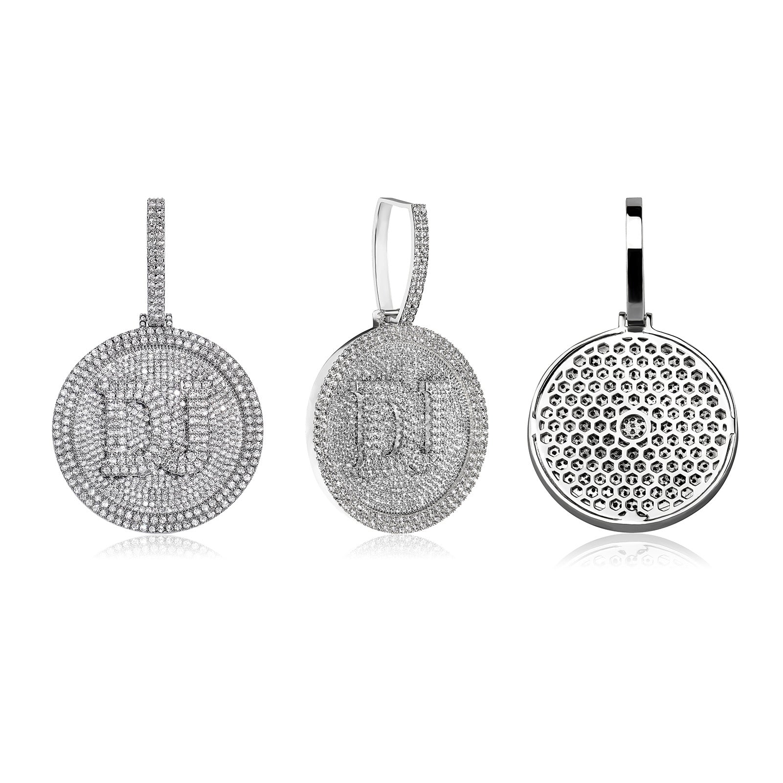 Round Rotating Diamond Custom Alphabet Pendant
