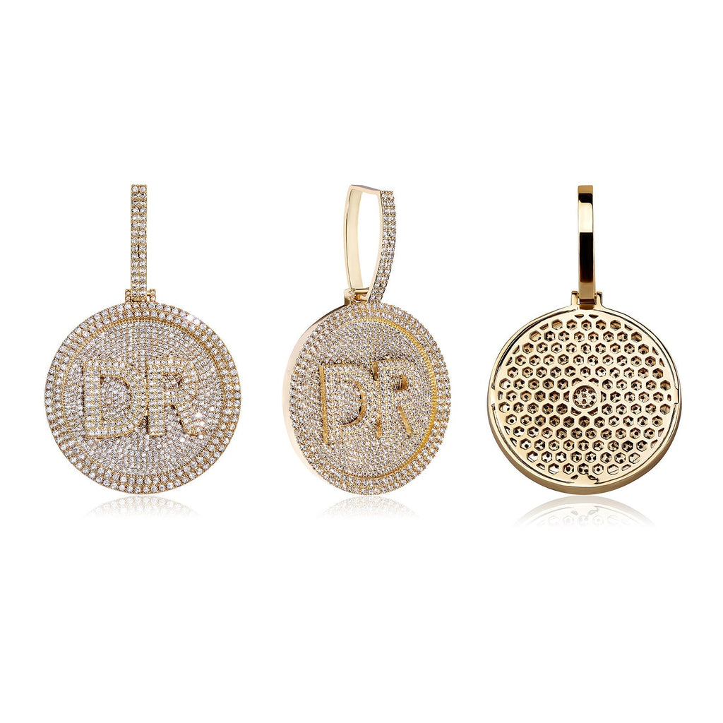 Round Rotating Diamond Custom Alphabet Pendant