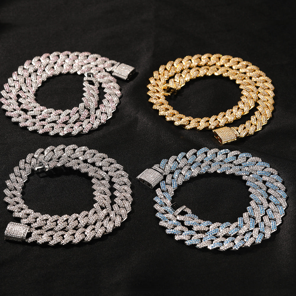 13mm Two-Tone Gemstone Cuban Chain